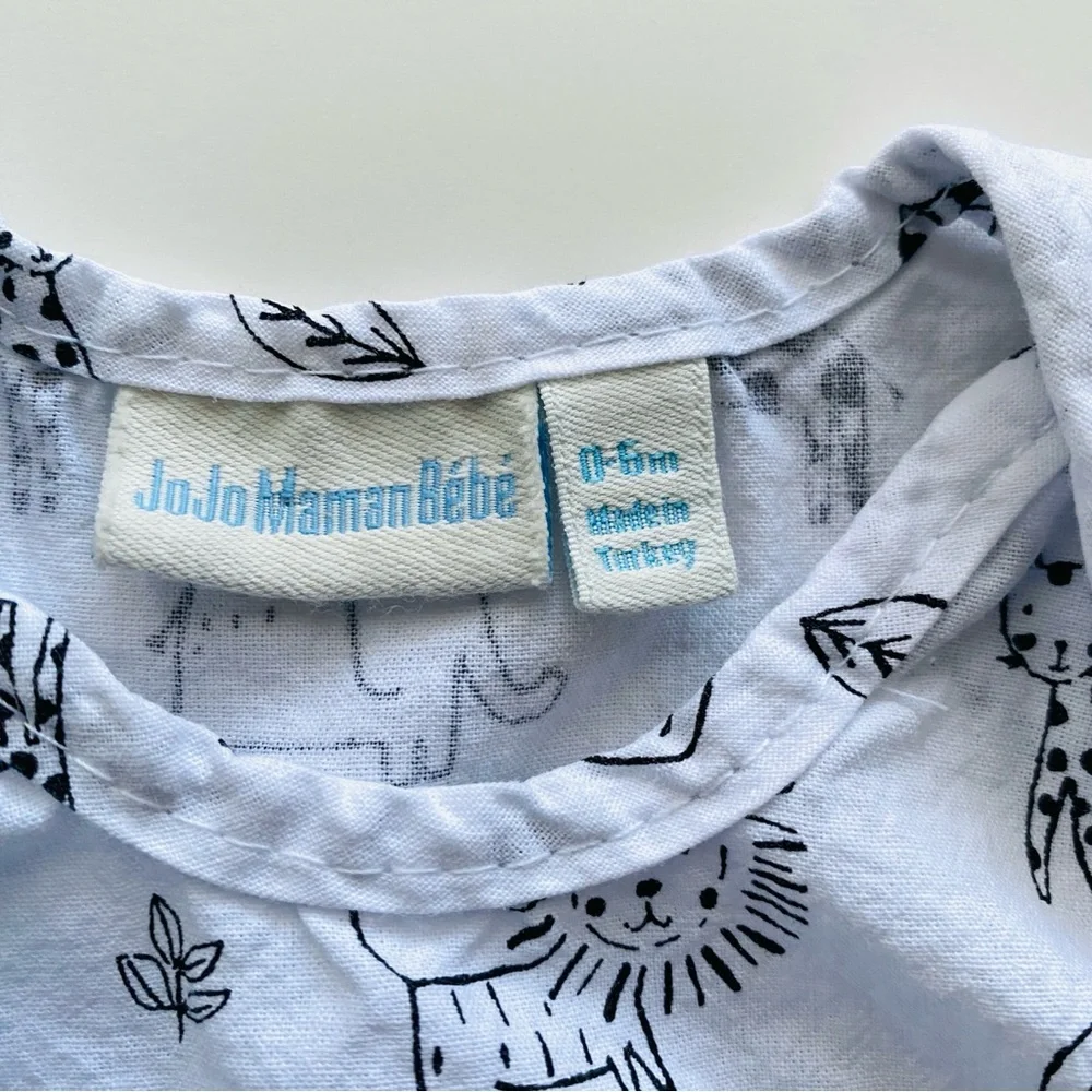 JoJo Maman Bebe Sleep Bag 0-6 months White Animal Print Cotton Summer